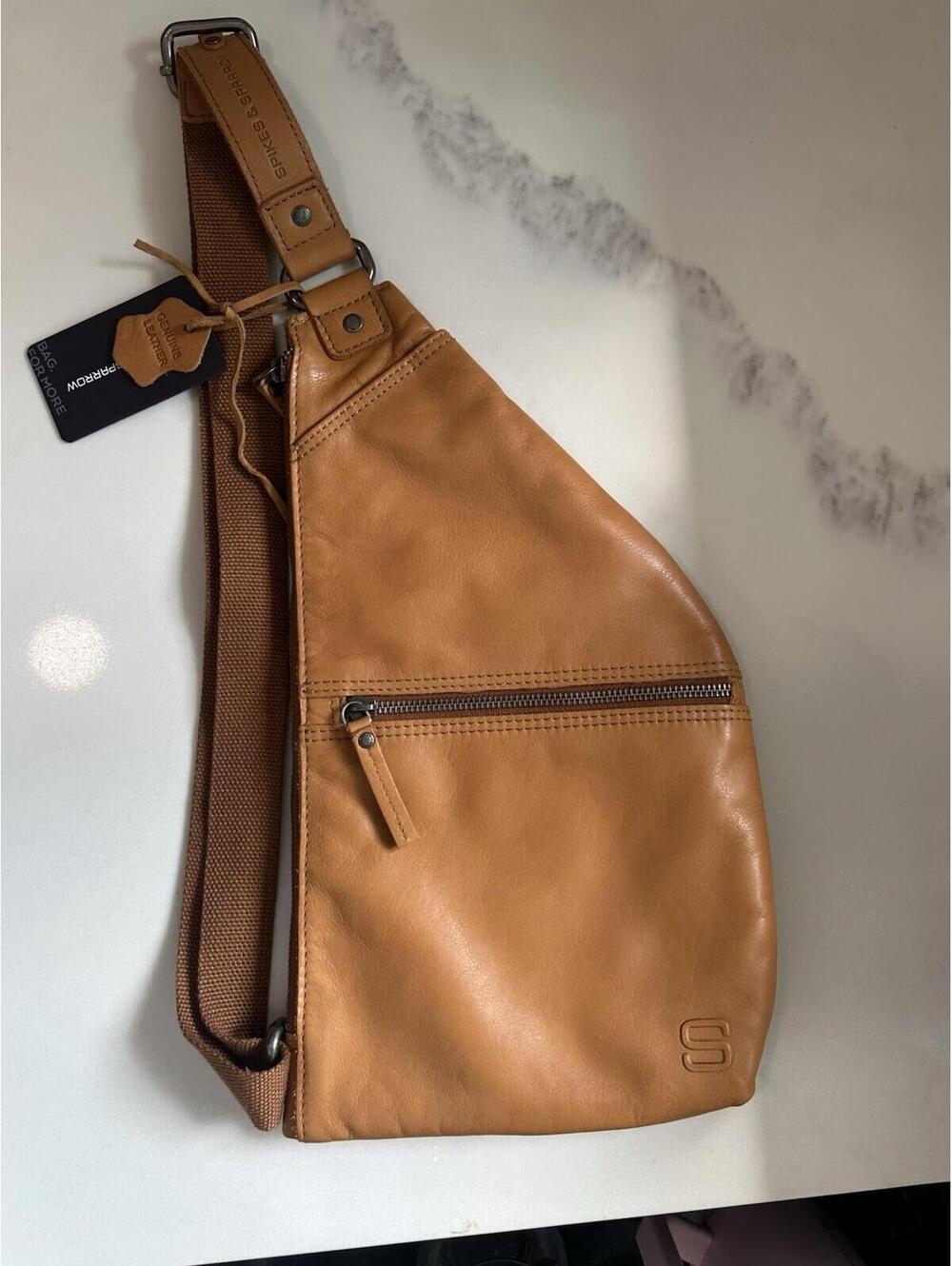 NWT-Spikes & Sparrow Leather Sling Bag ONE SHOULDER BACKPACK  TAN Cognac Western
